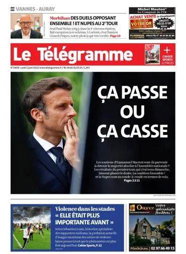 電訊報（Le Telegramme）頭版頭條以「或成或敗」為題，探討總統多數派聯盟Ensemble!