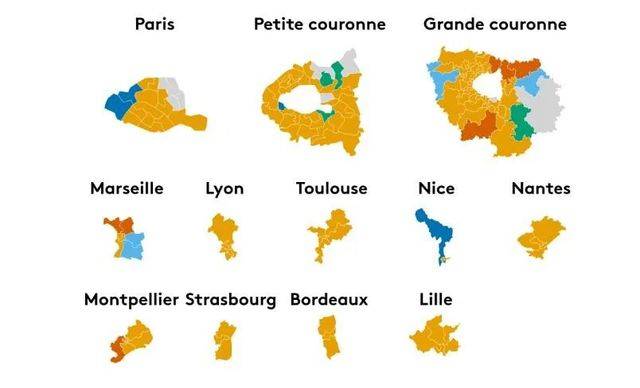 法國各地立法選舉第二輪投票對決情況（Franceinfo報道截圖）