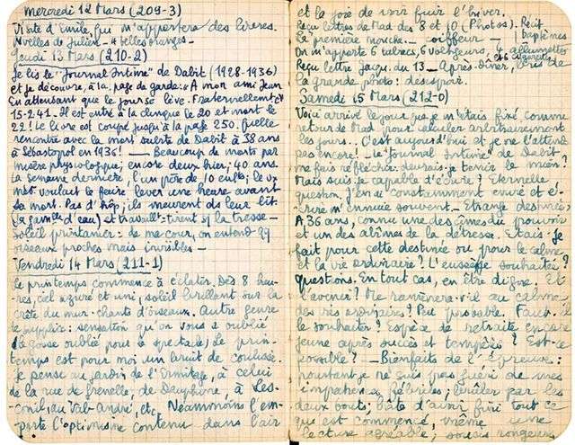 1951年3月，讓·扎伊監獄筆記本上的一頁