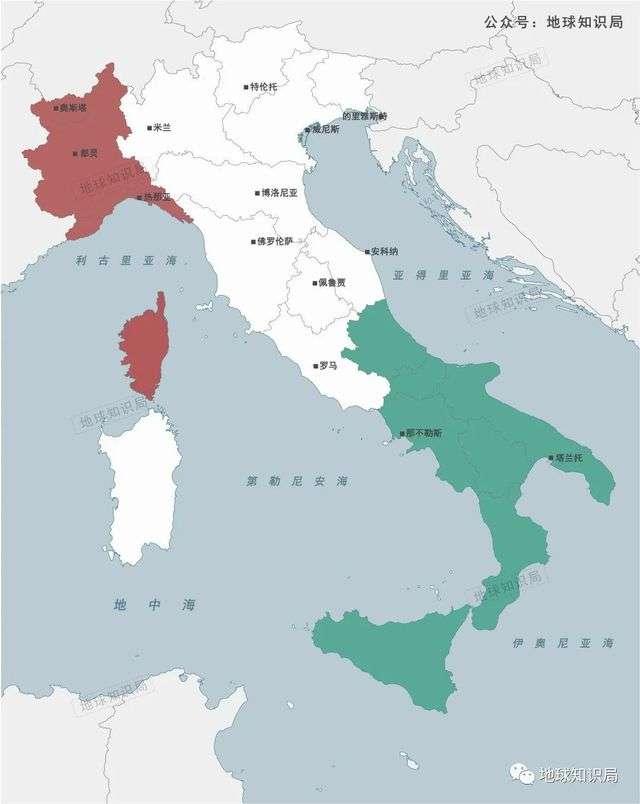 兩西西里王國則是妥妥的南部