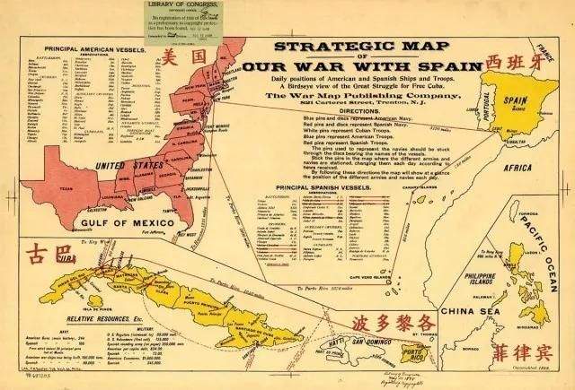 美西戰爭後，美國從西班牙手裡奪取了古巴、菲律賓和波多黎各