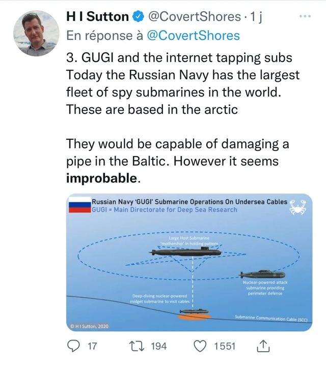 美國海軍問題獨立分析師薩頓認為俄羅斯「不大可能」這麼做（Twitter截圖）