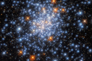 哈勃新奇發現，這個發亮的星團中有紅色、白色和藍色恆星