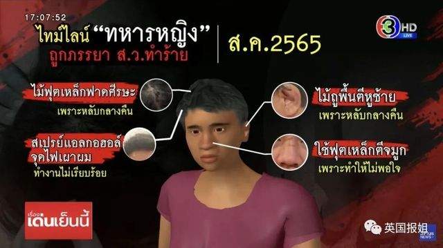 泰國節目對A各處傷口的展示