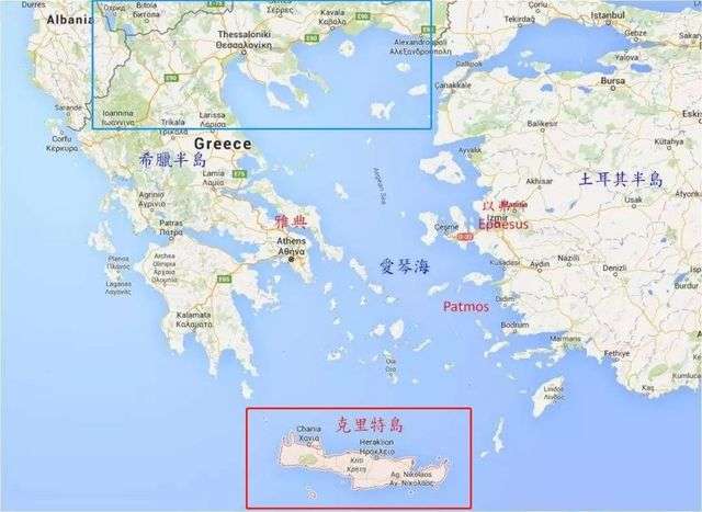 第一次巴爾幹戰爭中，希臘獲得克里特島（紅色）和伊庇魯斯和馬其頓的愛琴海沿岸（藍色）
