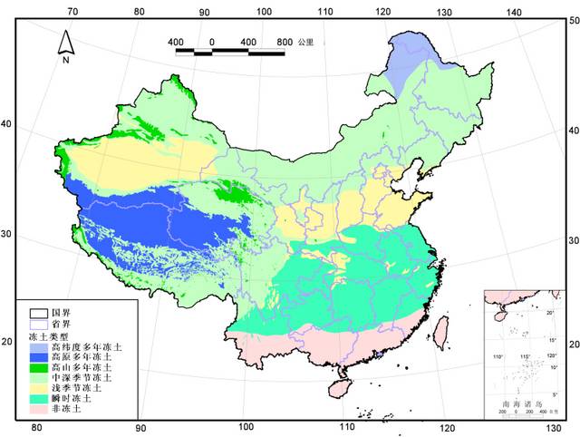 圖20 中國凍土分佈圖