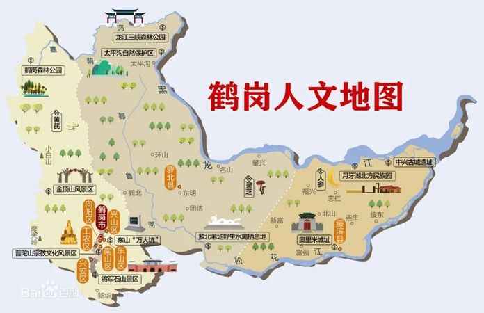鶴崗旅遊人文地圖 / 百度百科