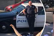疑似碰瓷失敗，洛杉磯華裔女子全裸躺地，挑戰警察