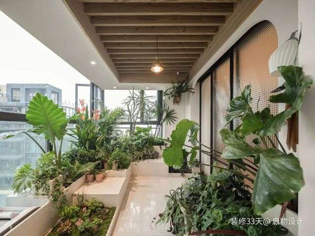 陽臺做花壇設計，考慮綠植種類造型和擺放，設置不同大小和高度，高低錯落更有層次感