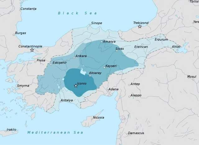 12世紀時期，塞爾柱突厥人建立的國家羅姆蘇丹國（奧斯曼帝國前身）