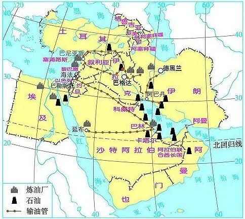 中東石油分佈圖
