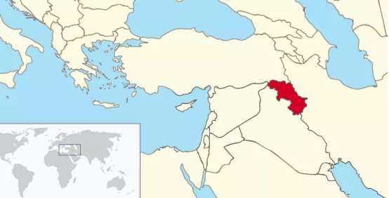 從伊拉克獨立的庫爾德斯坦（紅色）