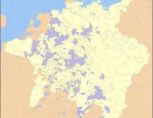 藍色區域為羅馬教廷在德意志的直屬領地