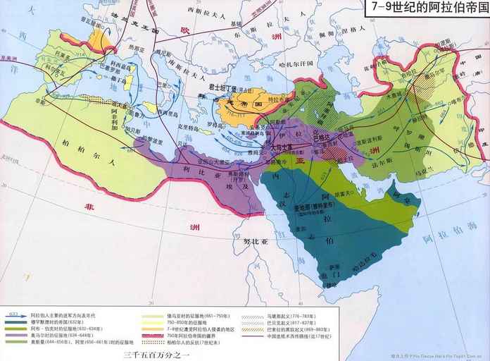 阿拉伯帝國的全盛版圖