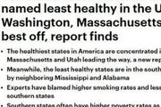 報告表示美國各州居民健康狀況差異大，華州榜上第一名！