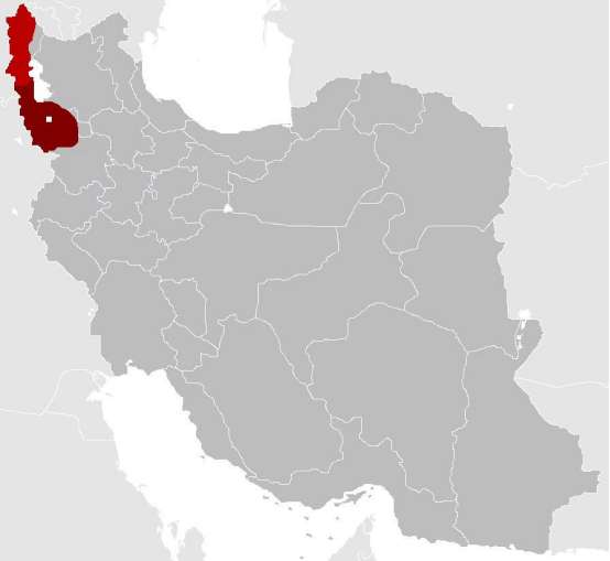 蘇聯扶持的馬哈巴德（紅色），1946年12月被伊朗所滅