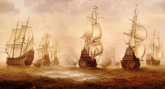 被私掠船圍堵的荷蘭商船（中）