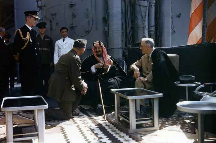 1945年，沙烏地國王與美國總統會晤