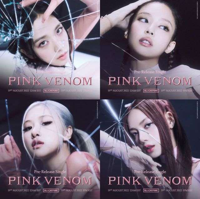 這從兩版海報上也可以看得出來，統一的粉色造型緊扣專輯主題Born Pink，頗具未來感的穿搭性感又充