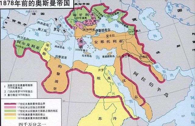 奧斯曼帝國版圖，東到阿拉伯河附近與波斯相鄰